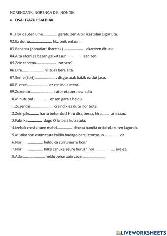 Norengatik, norengandik, nondik