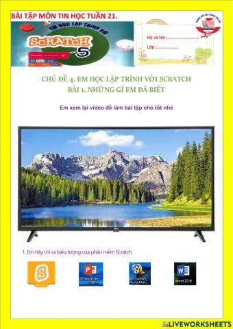 Em học lập trình Scratch. Những gì em đã biết