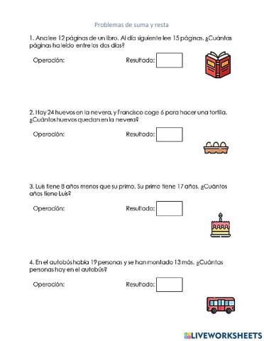 Problemas de suma y resta