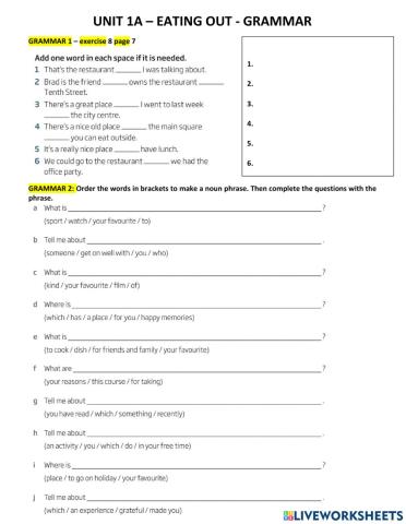 Plus unit 1a - grammar
