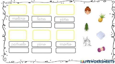 Coloca cada dibujo encima de su palabra