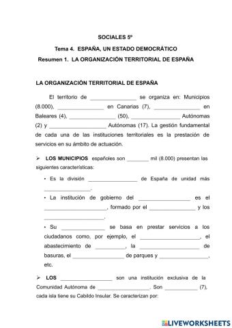 La organización territorial de España