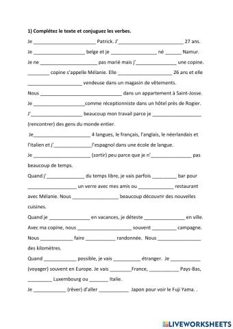 Complétez les présentations