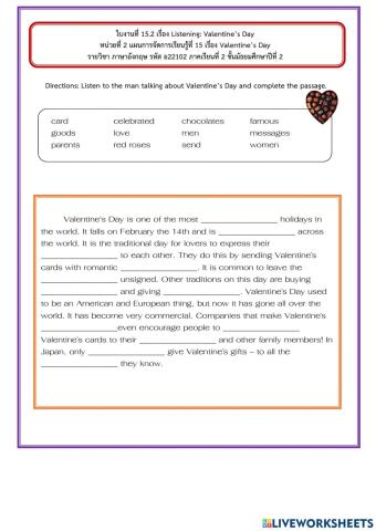 Listening:Valentine’s Day