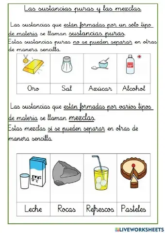 Las sustancias puras y mezclas