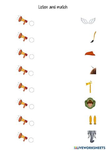 Listen and match animal body parts