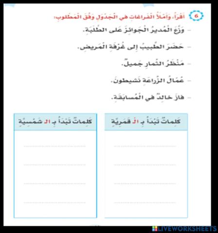 اللام الشمسية واللام القمرية 1