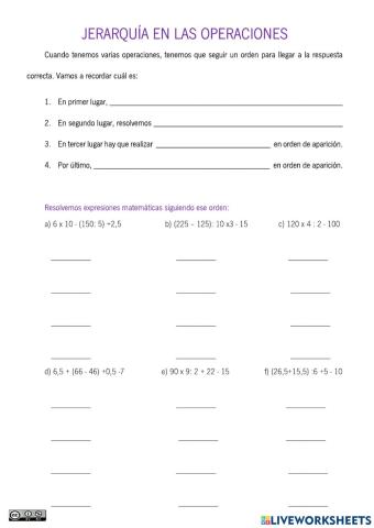 Jerarquía en las operaciones