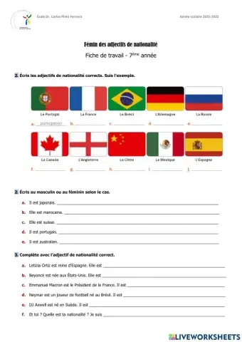 Féminin des nationalités