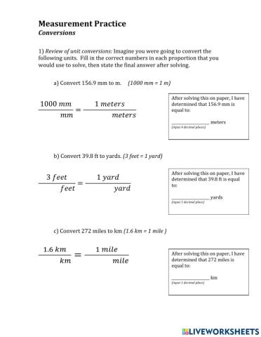 Measurement Conversion Practice 1