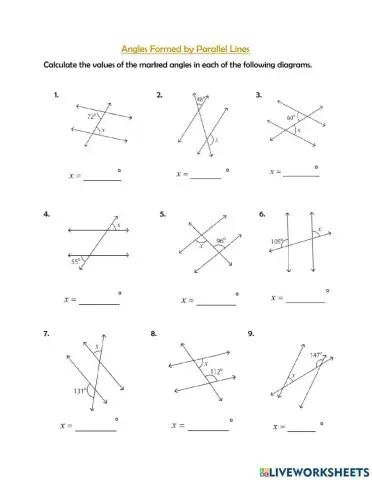 Angles formed by Parallel Lines