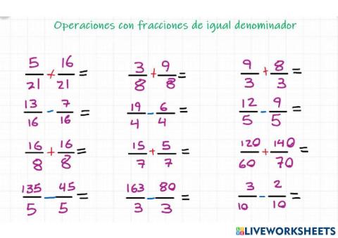 Fracciones con mismo denominador