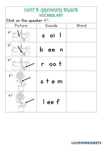 Label parts of a plant