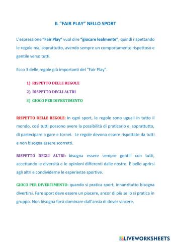 Il Fair Play nello sport