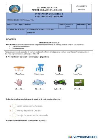 Evaluación quimestral
