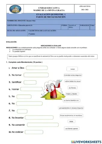 Evaluación religión