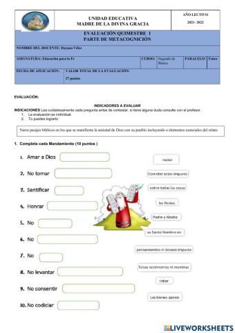 Evaluación religión