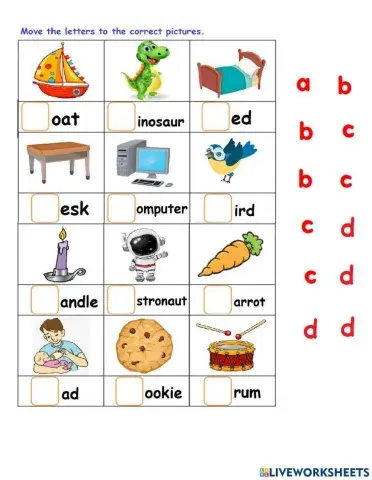 Move the correct letter A-D