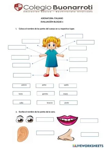 Evalaución BLOQUE 3 Italiano