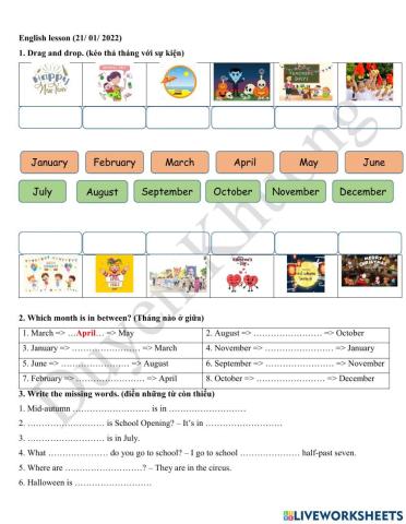 Grade 4.2 - Months + Events cont.