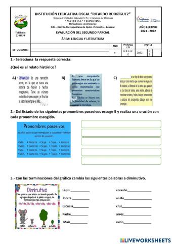 Evaluación de lengua y literatura