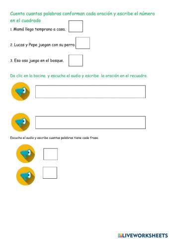 Contar palabras y escribir dictados.