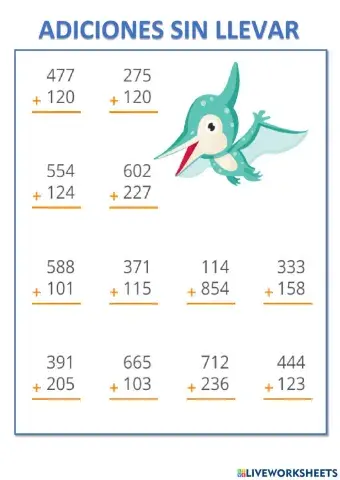 Adiciones sin llevar