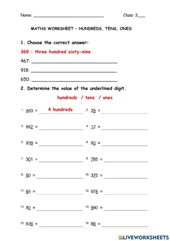 Grade 3 - 3-digit numbers