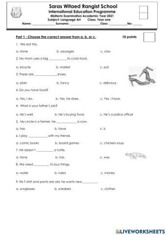 Oxford discover, Language test