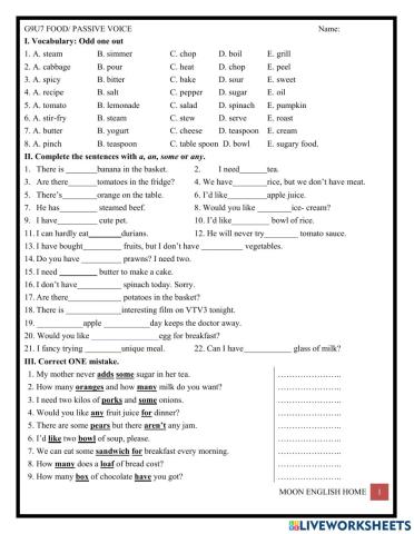 Grade 9- Food + review passive