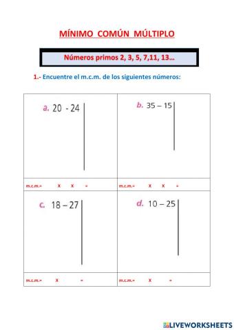 Mínimo común múltiplo