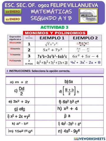 Tèrminos algebraicos