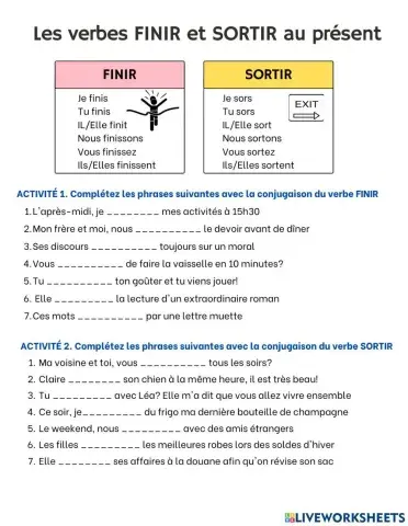 Les verbes finir et sortir