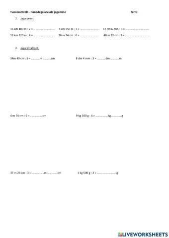 Nimega arvude jagamine