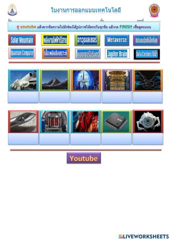ใบงานการออกแบบเทคโนโลยี เรื่องเทคโนโลยีในอนาคต