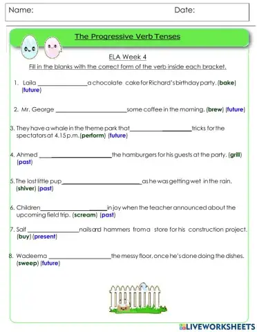 Past and Future Progressive Verb Tenses