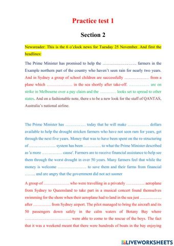 Cambridge practices test  section 2