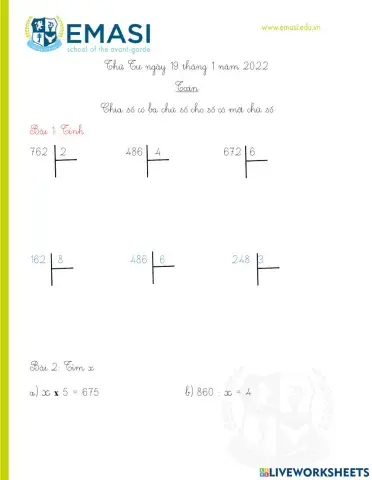 Chia số có ba chữ số cho số có một chứ số