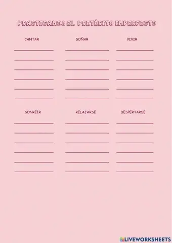 Conjugación pretérito imperfecto