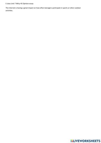 E class WB p 45 Opinion essay