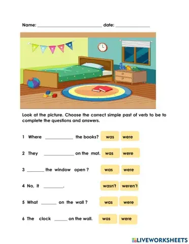 Wh-Yes-No Questions: Simple Past of Verb to be