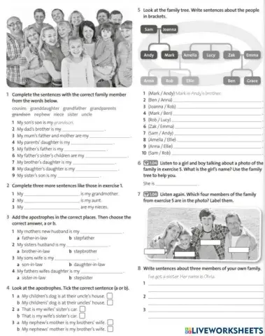 Family members. Possesive case