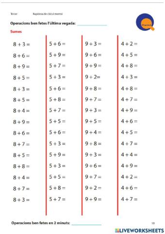 Càlcul mental Quinzet 3r primària
