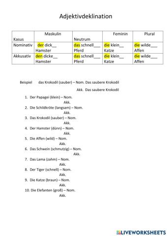 Adjektivdeklination