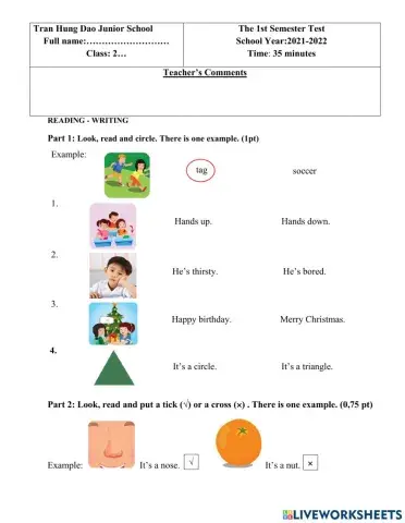Reading writing grade2