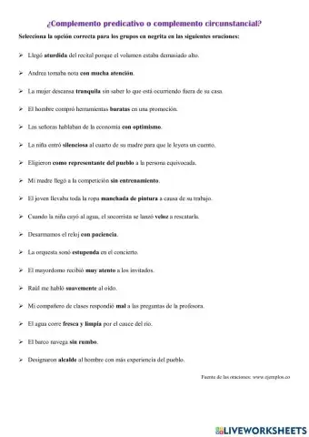¿Complemento predicativo o circunstancial?
