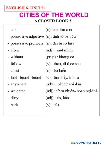English 6 - unit 9- a closer look 2