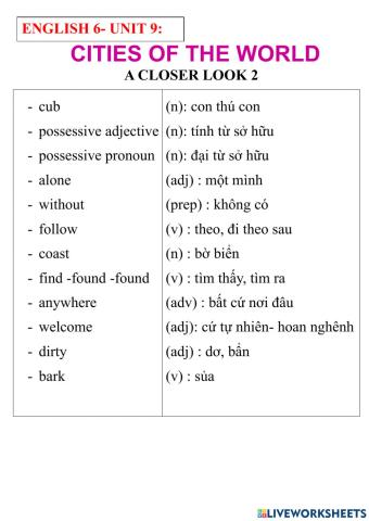 English 6 - unit 9- a closer look 2