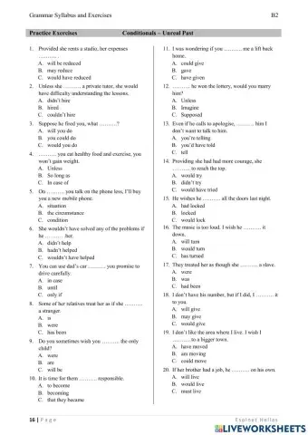 LRN B2 CONDITIONALS-UNREAL PAST
