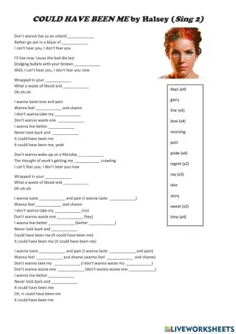 Song: -COULD HAVE BEEN ME- by Halsey (Sing 2)